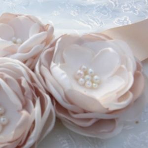 COPY - Ivory Champagne Flower Bridal Sash
